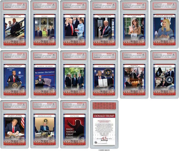 Merrick Mint DONALD TRUMP 45th U.S. 15-Card Set - ALL 15 Cards in GEM-MINT 10 Merrick Mint DONALD TRUMP 45th U.S. 15-Card Set - ALL 15 Cards in GEM-MINT 10